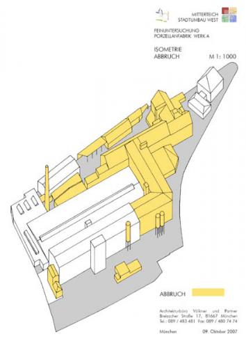 Bestand Porzellanfabrik bis 2007 - Isometrie Abbruch